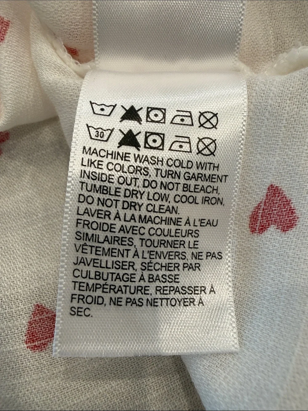 Lucky Brand White Button-Down Shirt with Red Heart Print